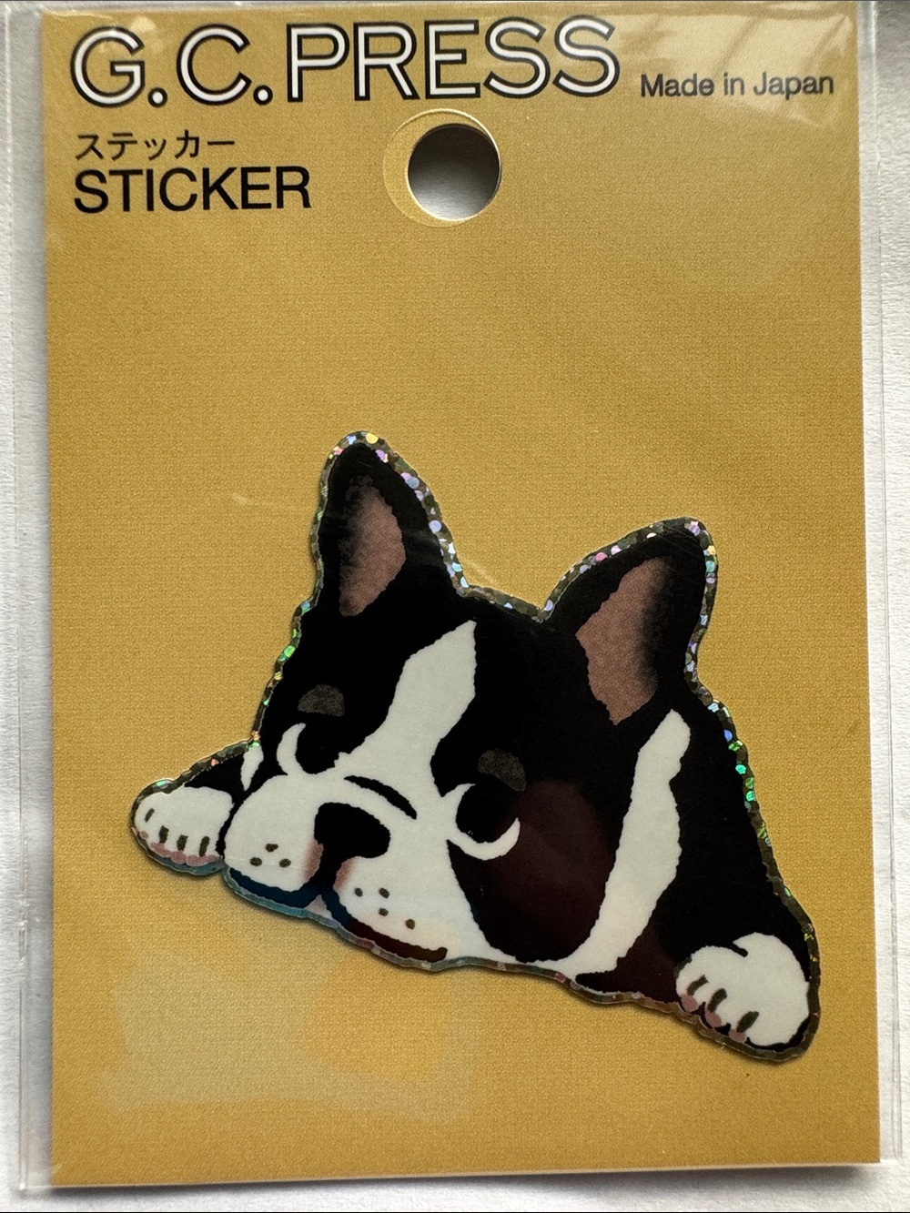 G.C. Press Black & White Dog Sticker - Cute French Bulldog Design